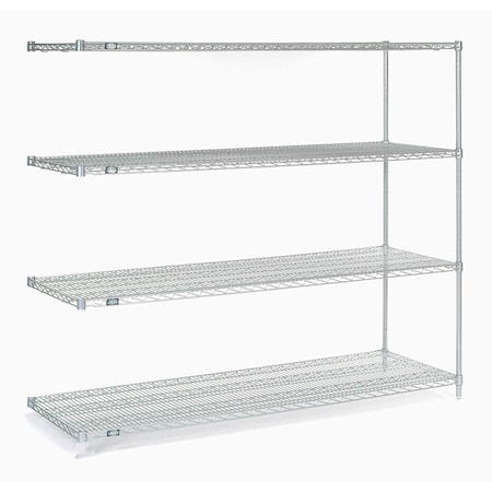 Nexel Nexelate Wire Shelving Add-On, Silver Epoxy, 72W X 24D X 63H A24726EP